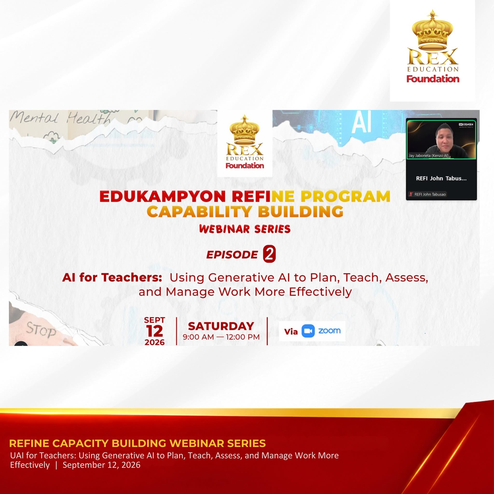 Kenzo AI for Good at the REX Education Foundation REFIne webinar